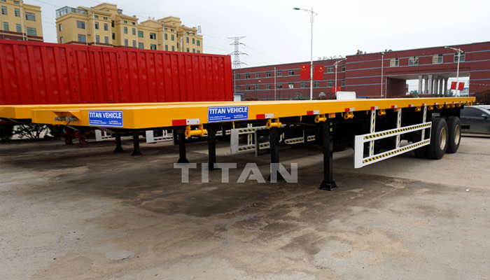   2 Axles flatbed container semi trailer