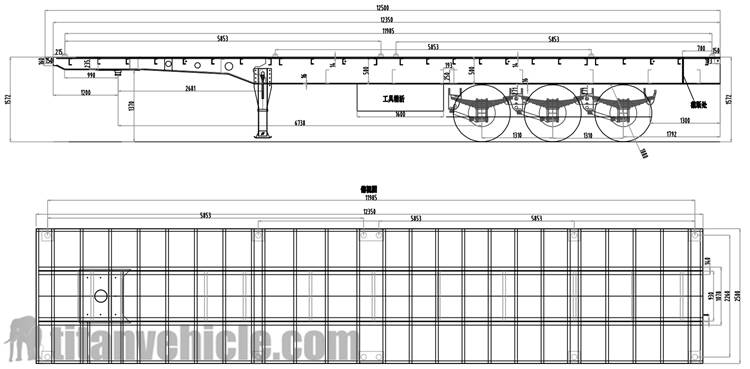 Drawing of Shipping Container Trailer