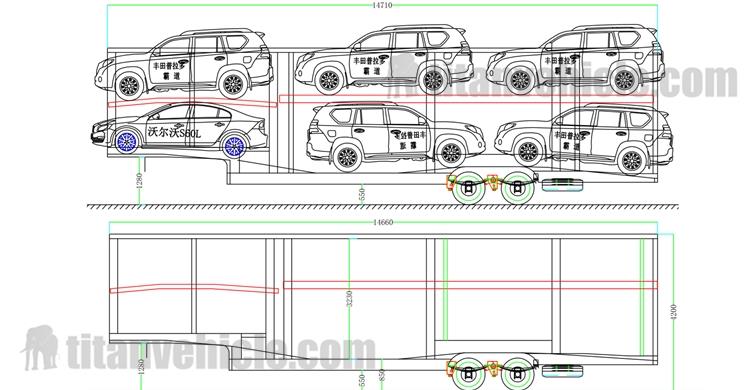 Drawing of 2 Axle Car Carrier for Sale