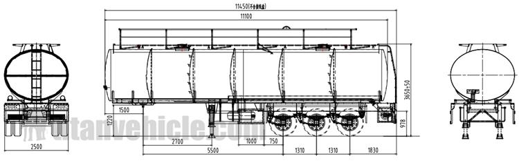 Drawing of 42CBM Aluminum Tanker Trailer Manufacturer