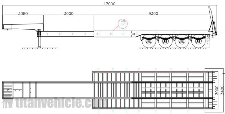 Drawing of 80 Ton Lowbed Trailer for Sale