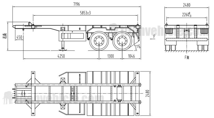 2 Axle 20Ft Container Trailer for Sale in Burkina Faso