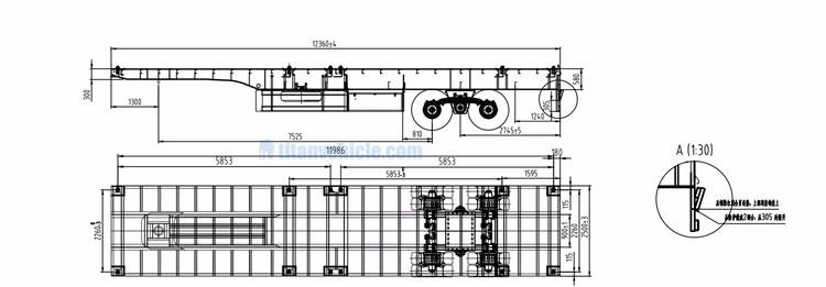 2 axle flatbed truck trailer with bogie suspension technical parameter